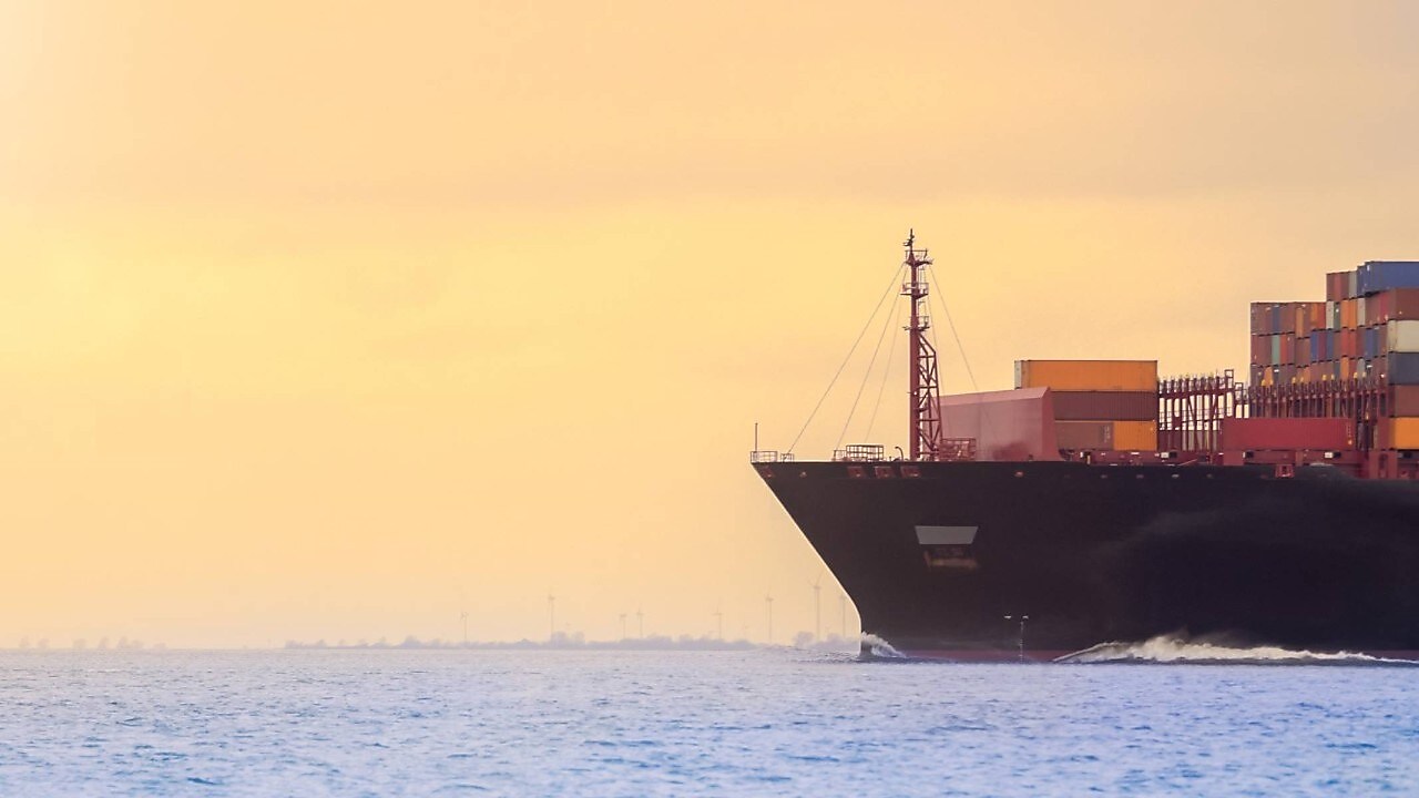 Commercial boat crossing the ocean